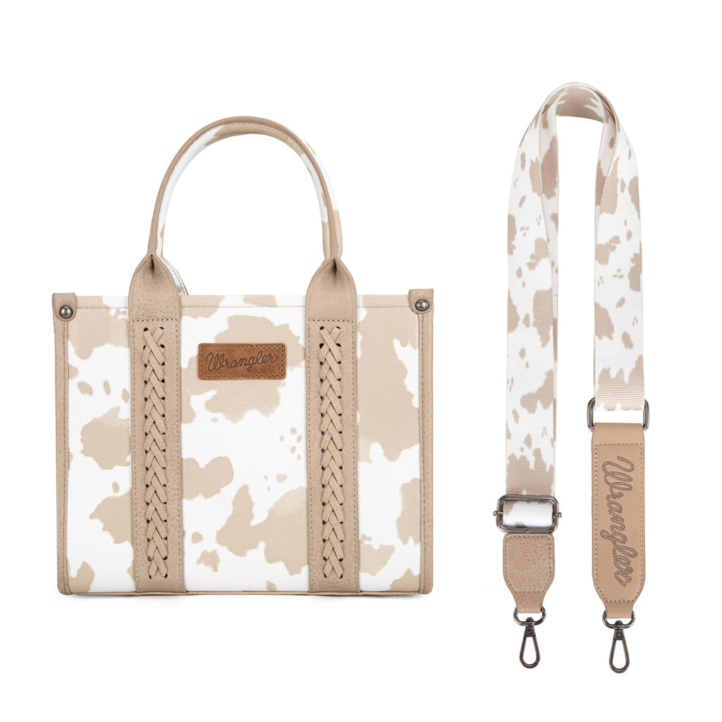 Wrangler Cow Print Tote Bag for Women Western Purse Boho Top Handle Satchel Handbag with Signature Strap