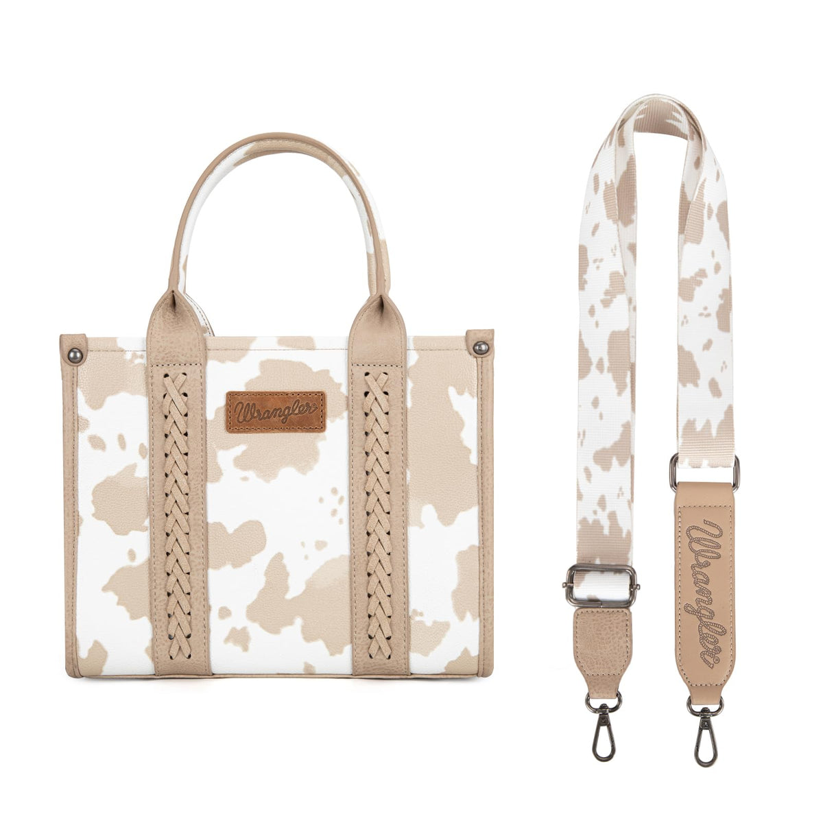 Wrangler Cow Print Tote Bag for Women Western Purse Boho Top Handle Satchel Handbag with Signature Strap