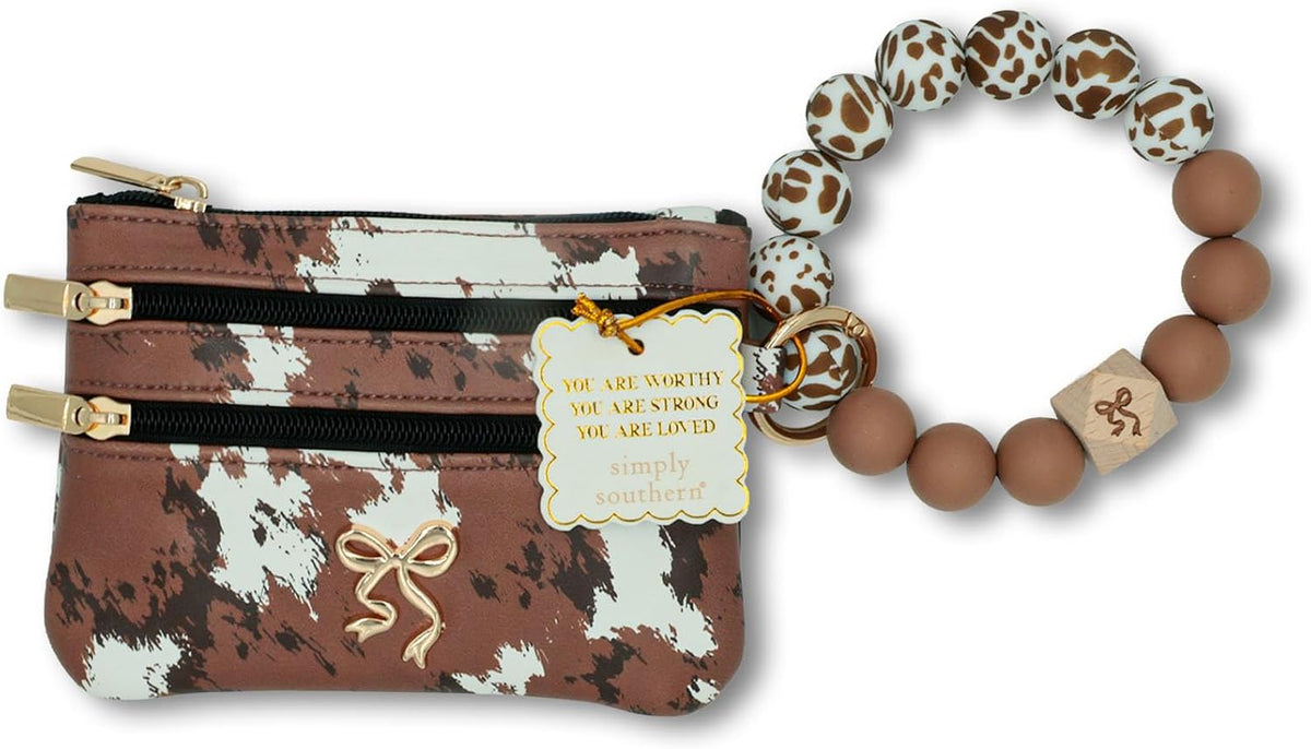 Simply Southern Cow Fur Print Bead Bangle Wallet