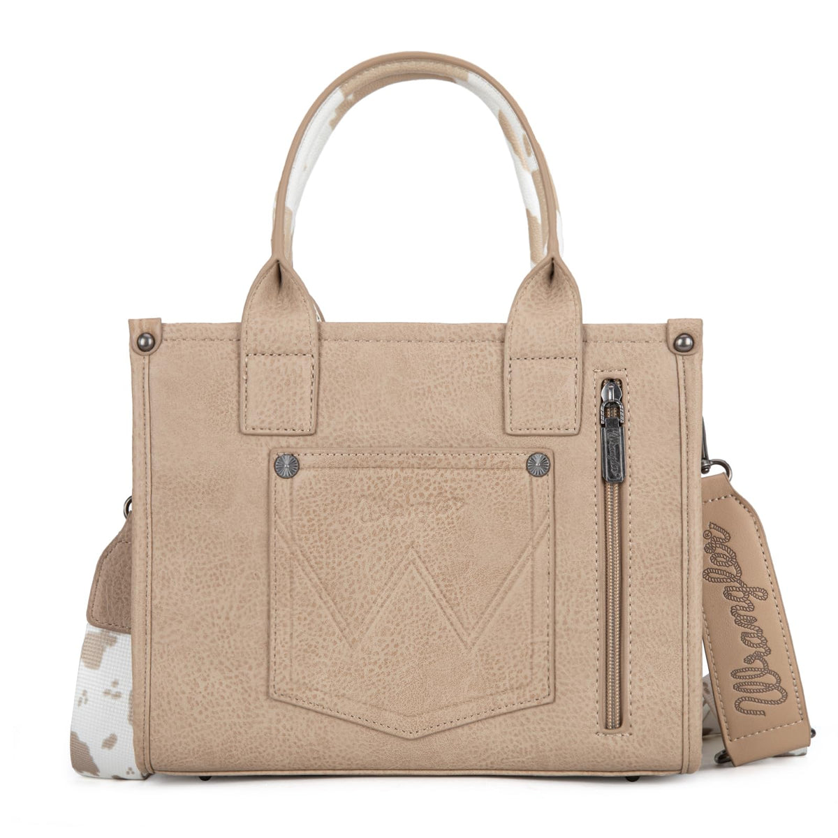 Wrangler Cow Print Tote Bag for Women Western Purse Boho Top Handle Satchel Handbag with Signature Strap