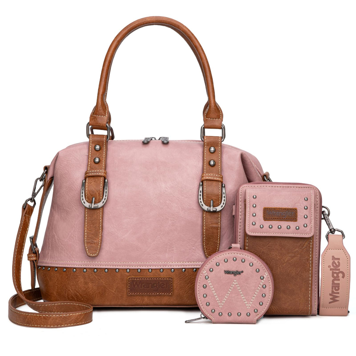 Wrangler 3Pcs Doctor Bag Sets for Women Top-handle Satchel Bag with Cell Phone Handbag and Coin Purse