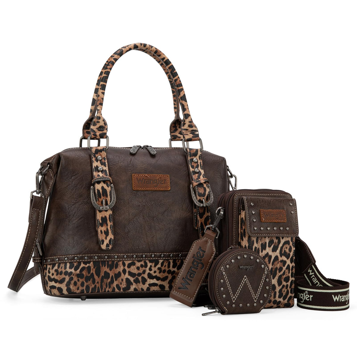 Wrangler 3Pcs Doctor Bag Sets for Women Top-handle Satchel Bag with Cell Phone Handbag and Coin Purse