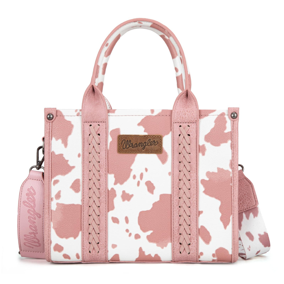 Wrangler Cow Print Tote Bag for Women Western Purse Boho Top Handle Satchel Handbag with Signature Strap