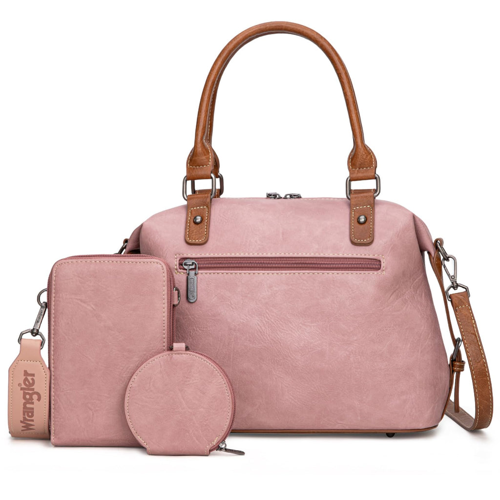 Wrangler 3Pcs Doctor Bag Sets for Women Top-handle Satchel Bag with Cell Phone Handbag and Coin Purse