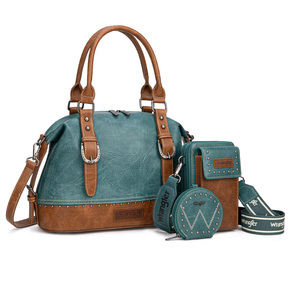 Wrangler 3Pcs Doctor Bag Sets for Women Top-handle Satchel Bag with Cell Phone Handbag and Coin Purse