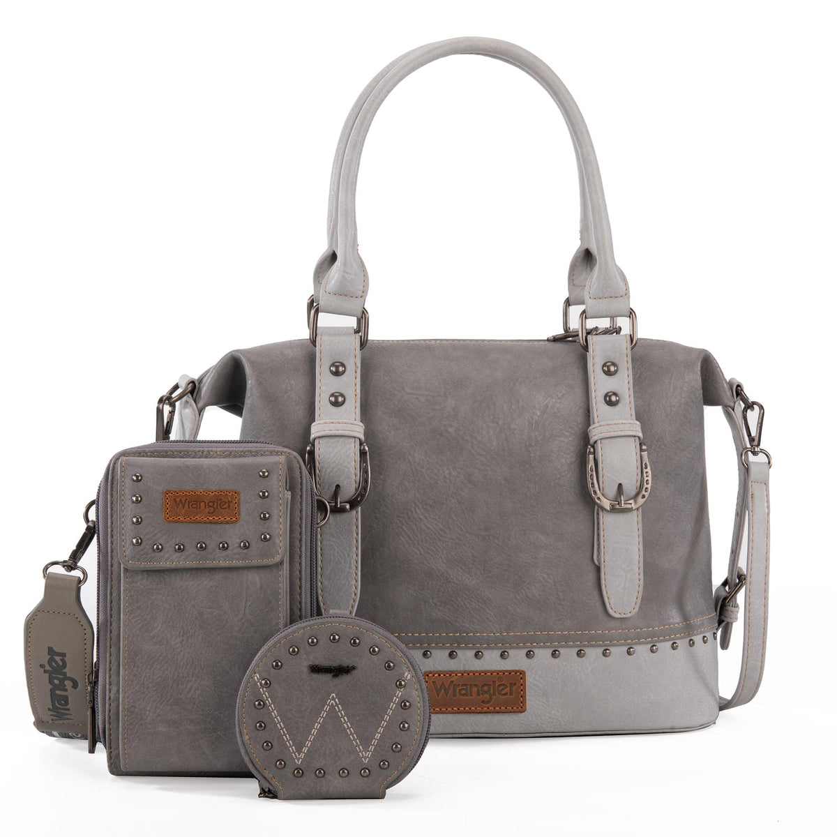 Wrangler 3Pcs Doctor Bag Sets for Women Top-handle Satchel Bag with Cell Phone Handbag and Coin Purse