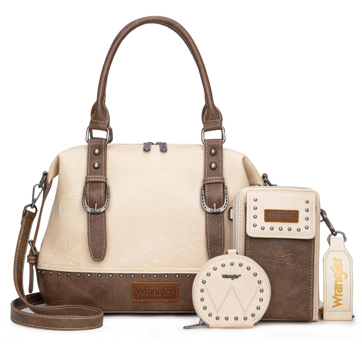 Wrangler 3Pcs Doctor Bag Sets for Women Top-handle Satchel Bag with Cell Phone Handbag and Coin Purse