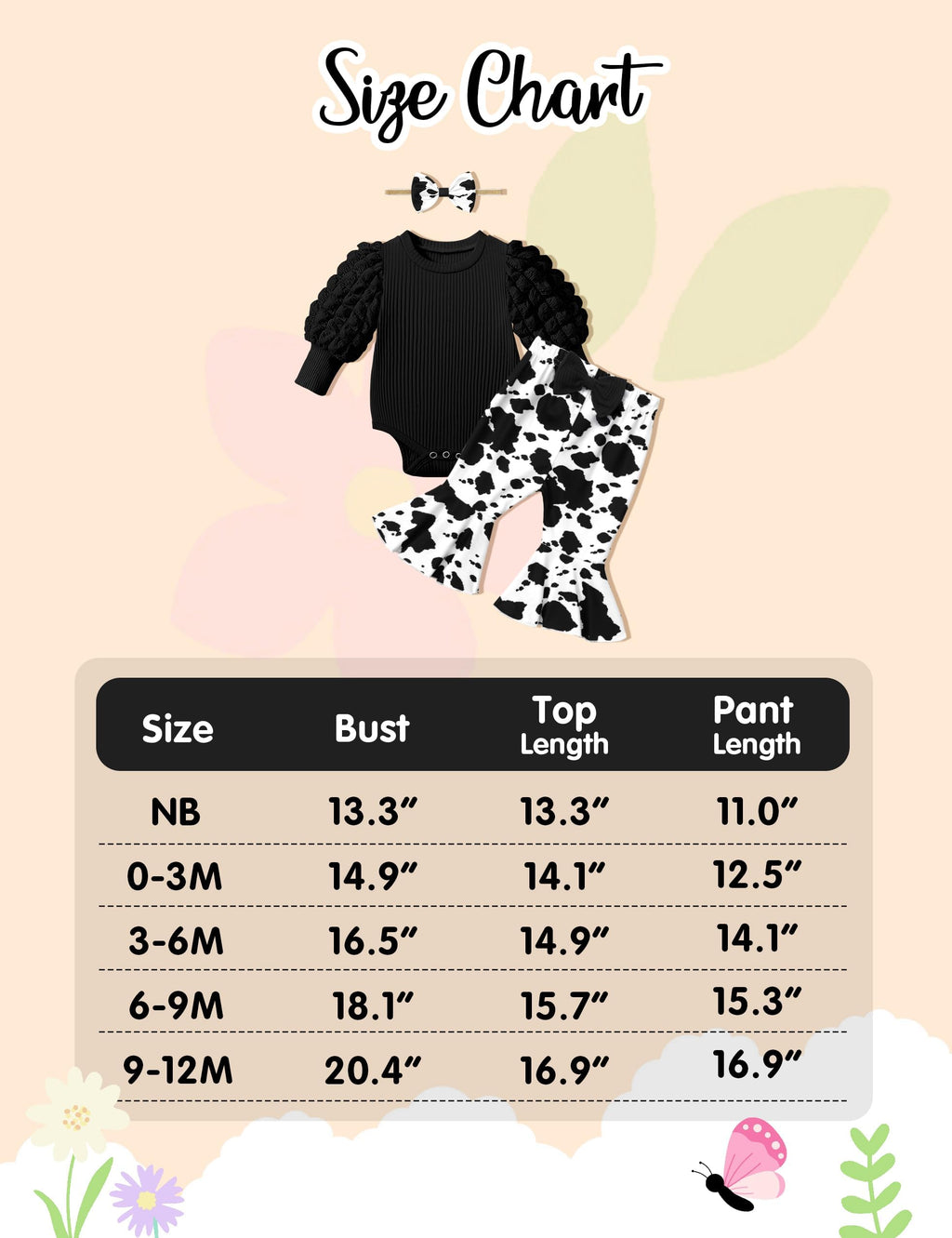 • NAPU Cozy Fall/Winter 3-Piece Outfit for Baby Girls