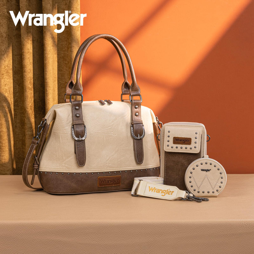 Wrangler 3Pcs Doctor Bag Sets for Women Top-handle Satchel Bag with Cell Phone Handbag and Coin Purse