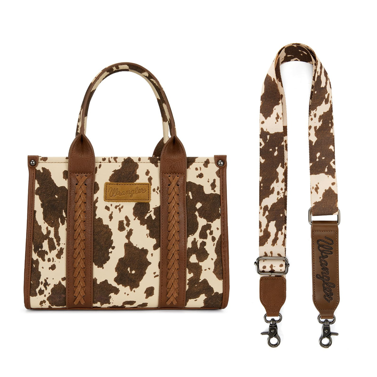 Wrangler Cow Print Tote Bag for Women Western Purse Boho Top Handle Satchel Handbag with Signature Strap