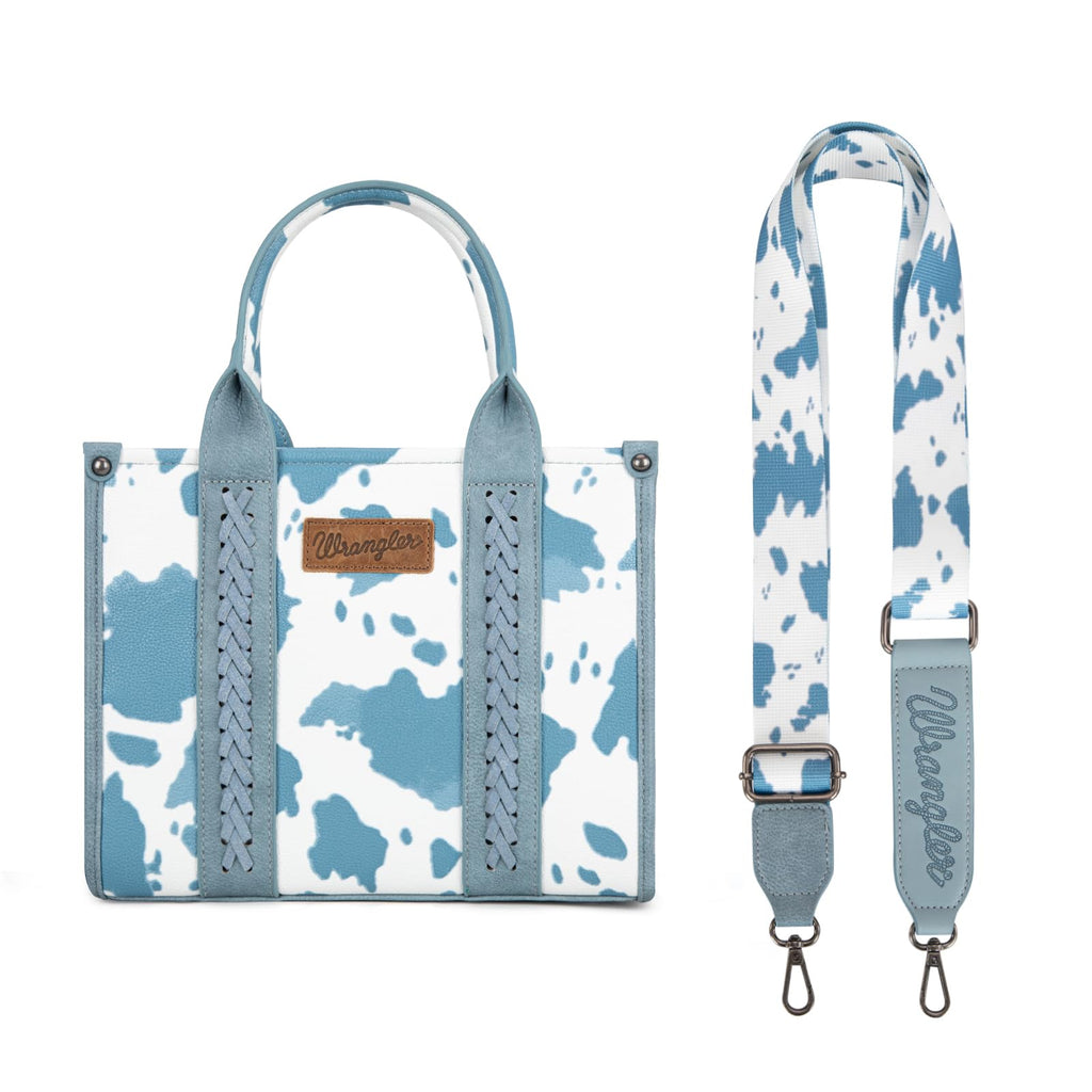 Wrangler Cow Print Tote Bag for Women Western Purse Boho Top Handle Satchel Handbag with Signature Strap