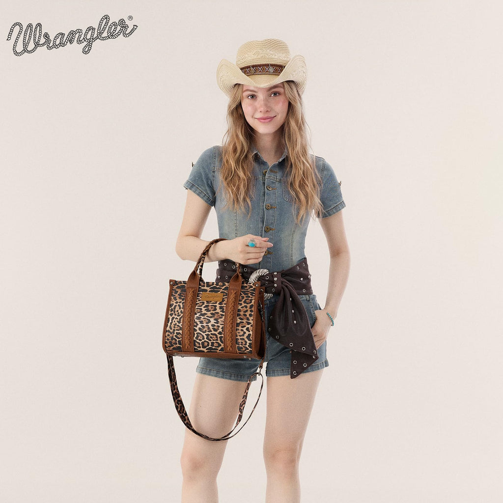 Wrangler Cow Print Tote Bag for Women Western Purse Boho Top Handle Satchel Handbag with Signature Strap