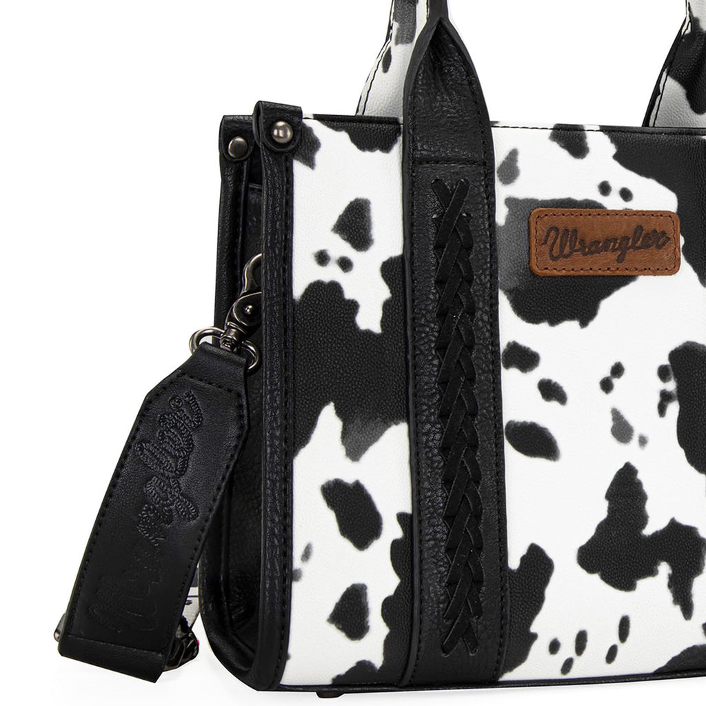 Wrangler Cow Print Tote Bag for Women Western Purse Boho Top Handle Satchel Handbag with Signature Strap
