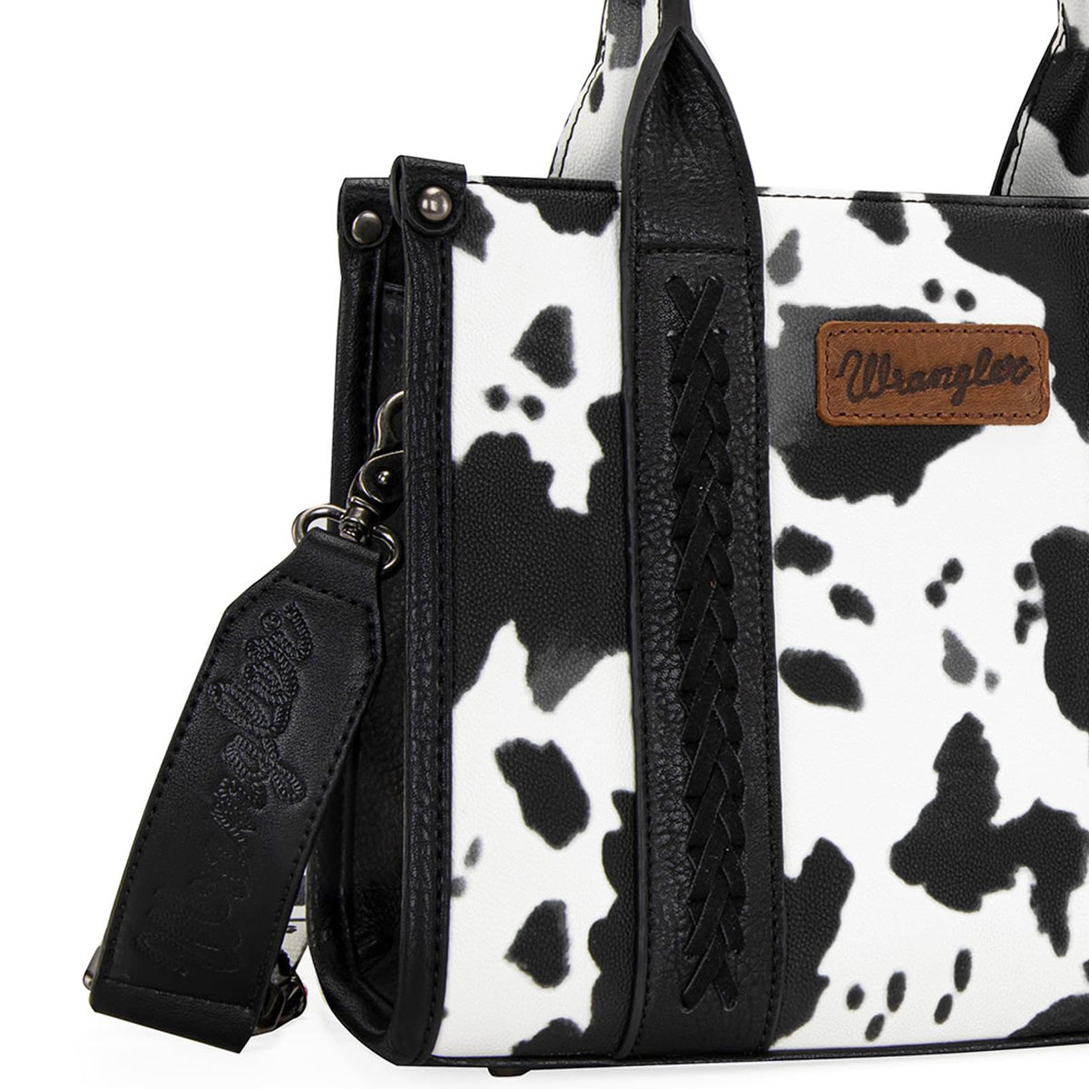 Wrangler Cow Print Tote Bag for Women Western Purse Boho Top Handle Satchel Handbag with Signature Strap