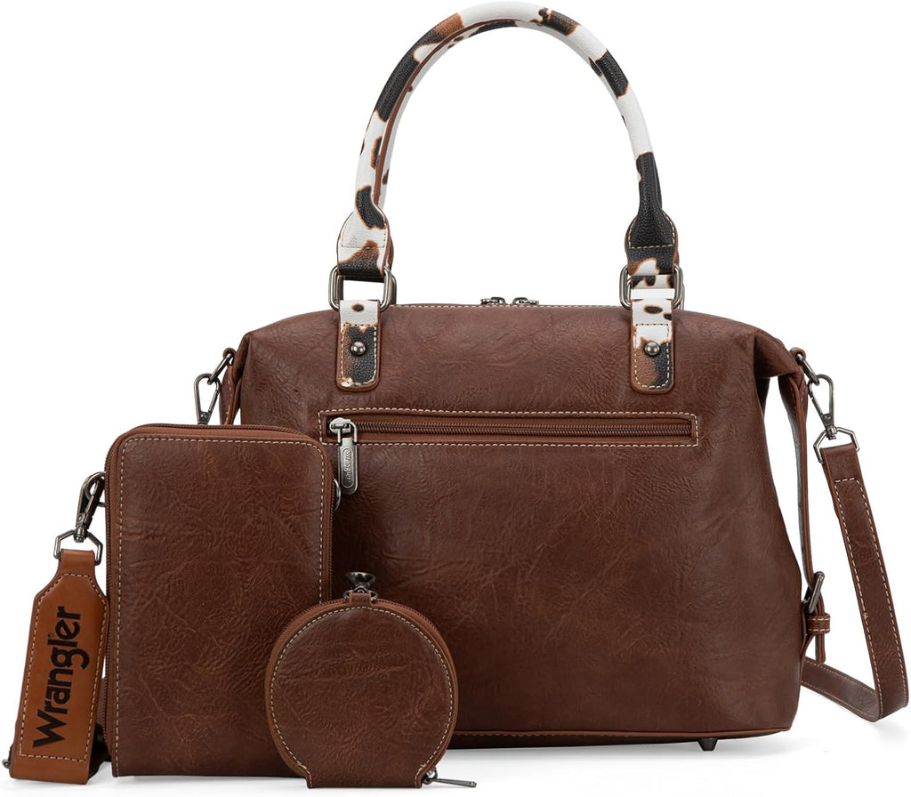 Wrangler 3Pcs Doctor Bag Sets for Women Top-handle Satchel Bag with Cell Phone Handbag and Coin Purse