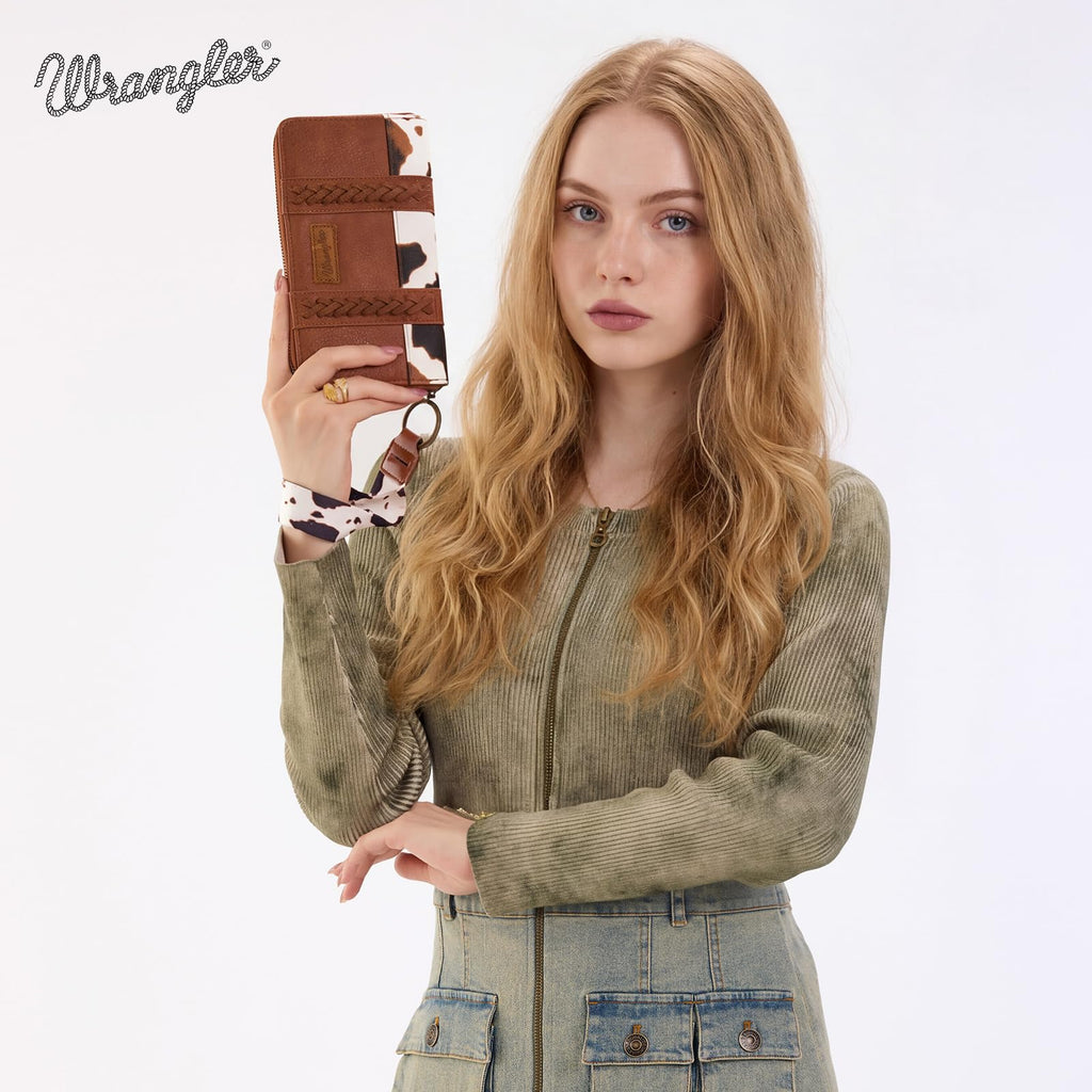 Wrangler Wristlet Western Wallet Women Cow Wallets for Cards Coins Cash