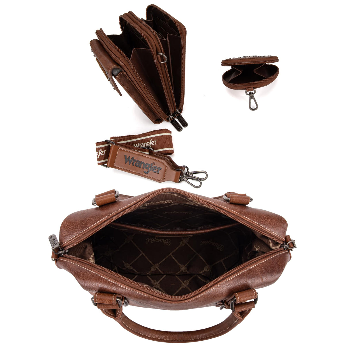 Wrangler 3Pcs Doctor Bag Sets for Women Top-handle Satchel Bag with Cell Phone Handbag and Coin Purse