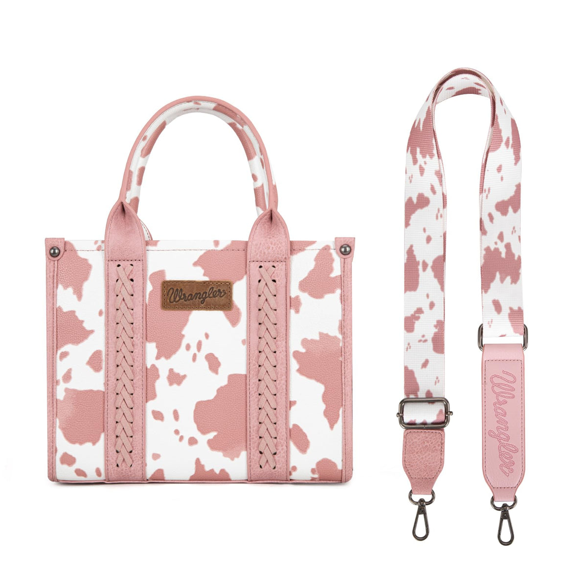 Wrangler Cow Print Tote Bag for Women Western Purse Boho Top Handle Satchel Handbag with Signature Strap