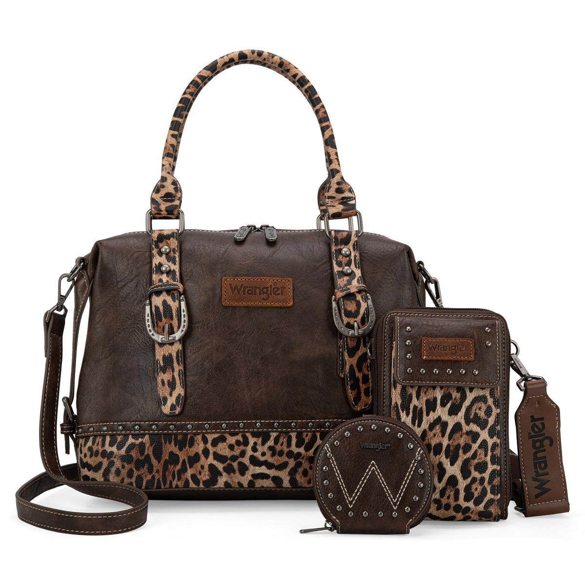 Wrangler 3Pcs Doctor Bag Sets for Women Top-handle Satchel Bag with Cell Phone Handbag and Coin Purse