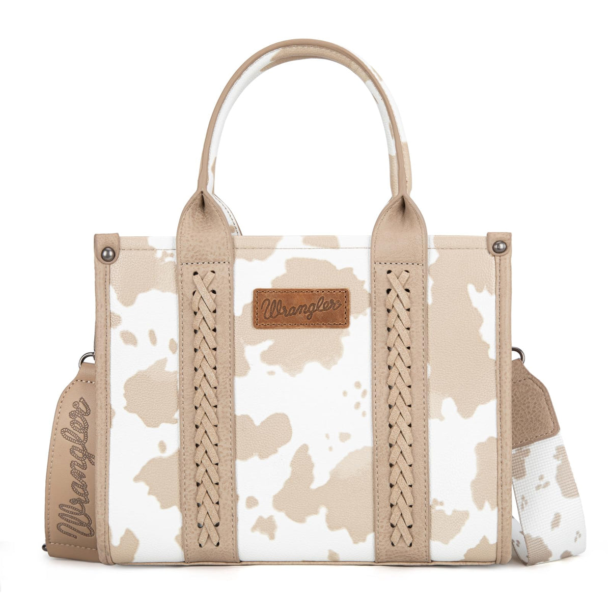 Wrangler Cow Print Tote Bag for Women Western Purse Boho Top Handle Satchel Handbag with Signature Strap