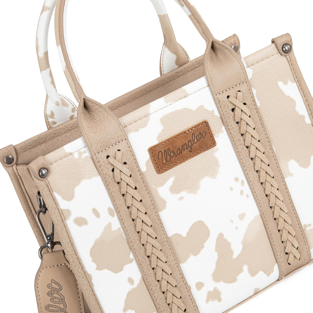 Wrangler Cow Print Tote Bag for Women Western Purse Boho Top Handle Satchel Handbag with Signature Strap
