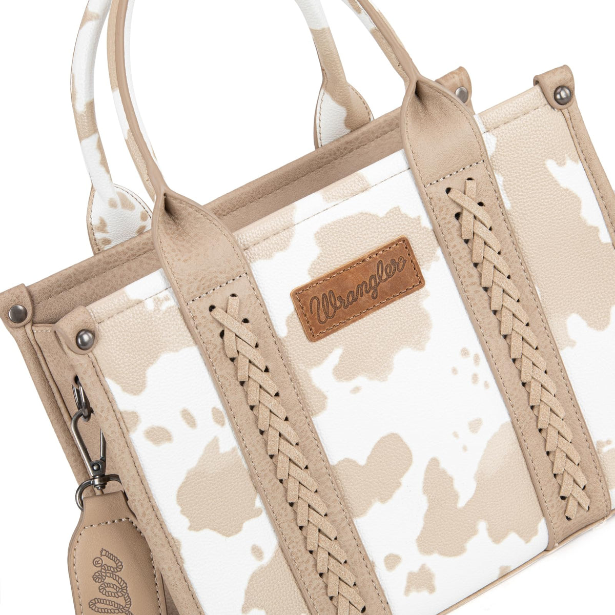 Wrangler Cow Print Tote Bag for Women Western Purse Boho Top Handle Satchel Handbag with Signature Strap