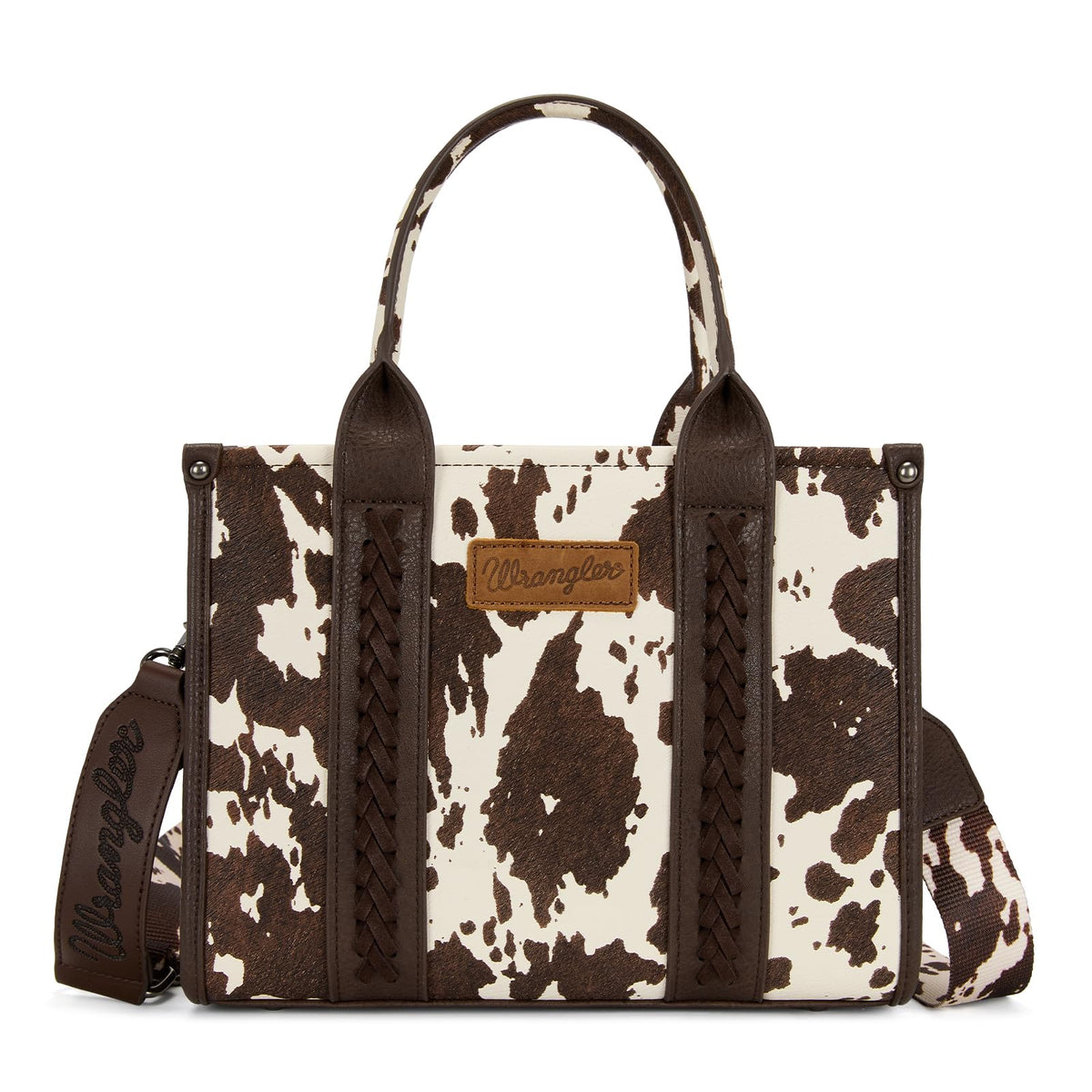 Wrangler Cow Print Tote Bag for Women Western Purse Boho Top Handle Satchel Handbag with Signature Strap