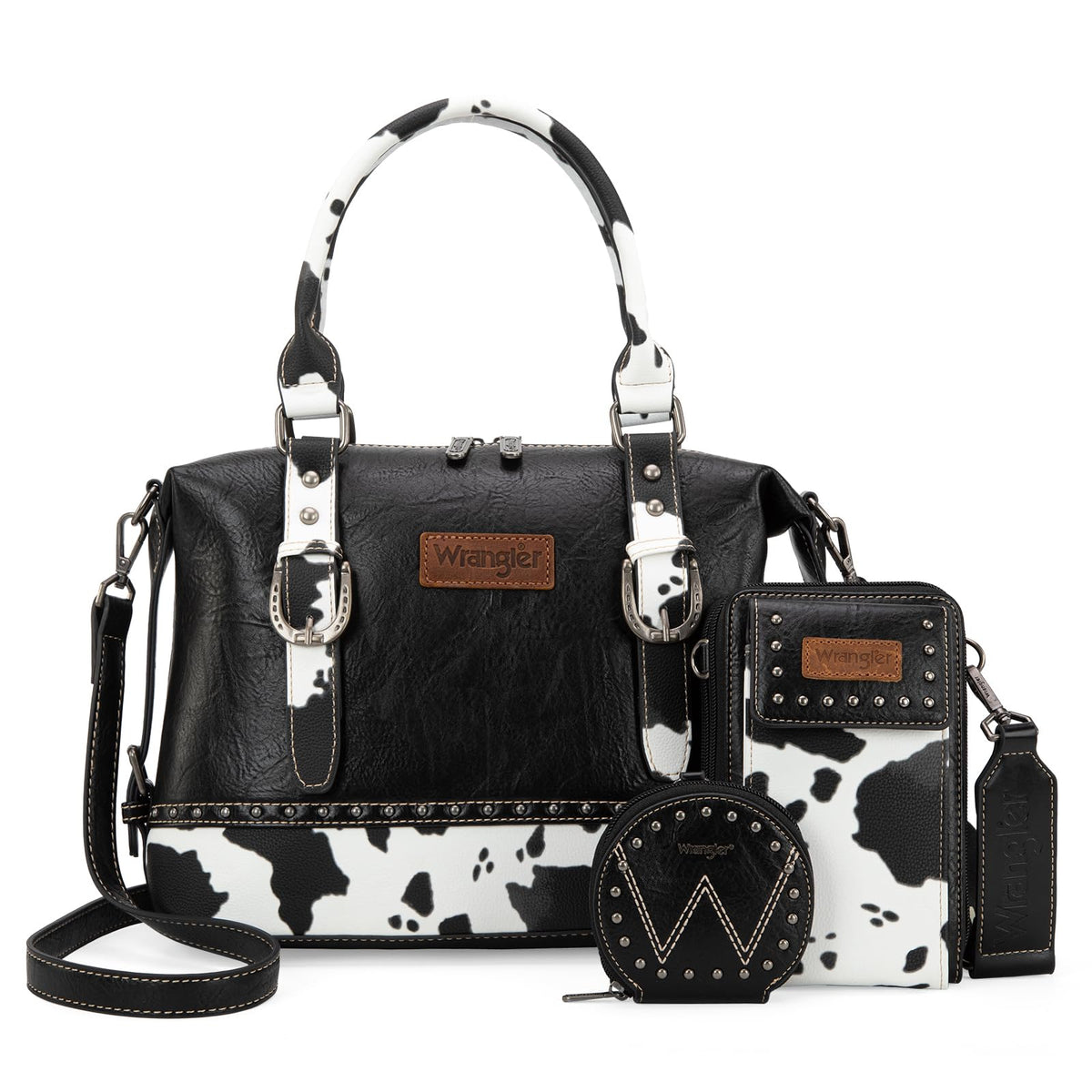 Wrangler 3Pcs Doctor Bag Sets for Women Top-handle Satchel Bag with Cell Phone Handbag and Coin Purse