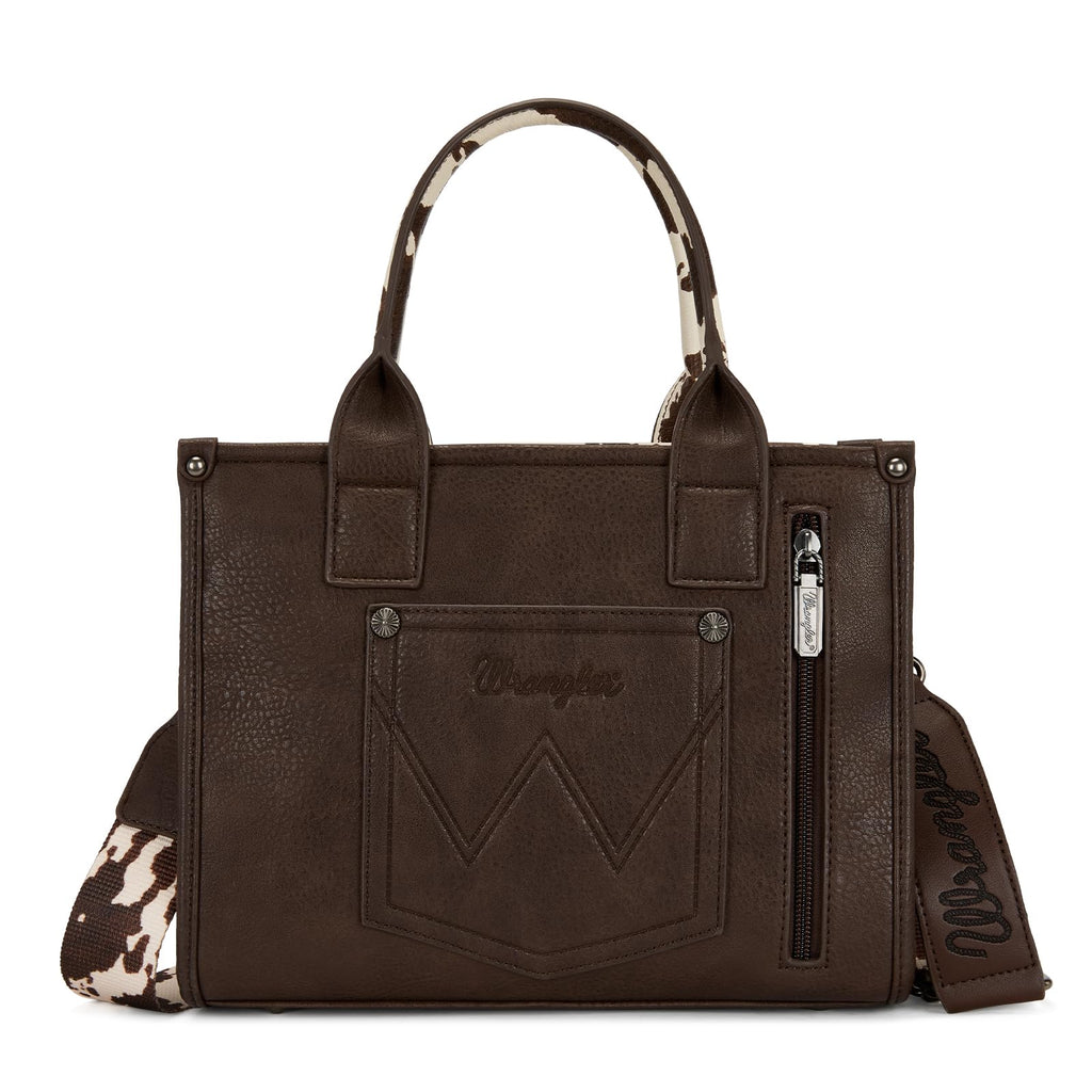 Wrangler Cow Print Tote Bag for Women Western Purse Boho Top Handle Satchel Handbag with Signature Strap