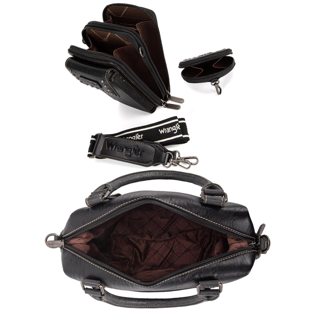 Wrangler 3Pcs Doctor Bag Sets for Women Top-handle Satchel Bag with Cell Phone Handbag and Coin Purse