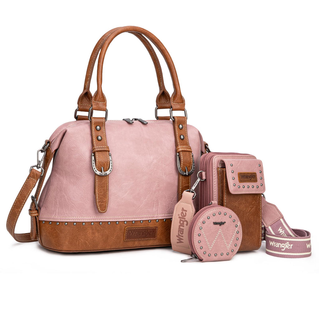 Wrangler 3Pcs Doctor Bag Sets for Women Top-handle Satchel Bag with Cell Phone Handbag and Coin Purse