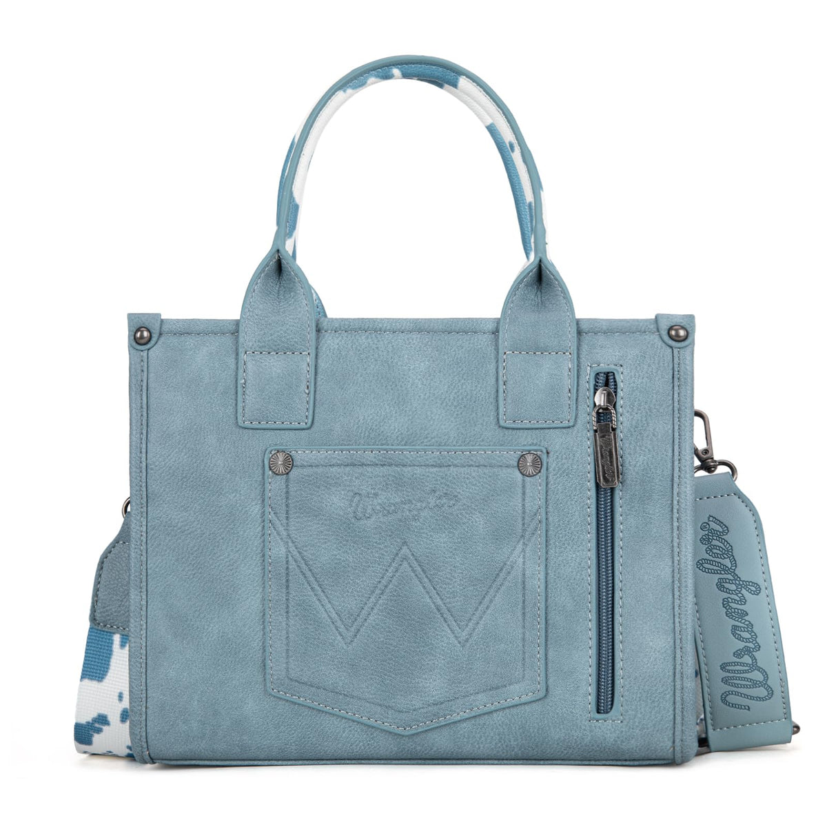 Wrangler Cow Print Tote Bag for Women Western Purse Boho Top Handle Satchel Handbag with Signature Strap