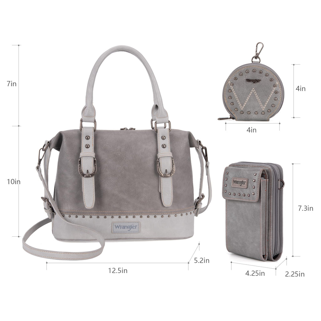 Wrangler 3Pcs Doctor Bag Sets for Women Top-handle Satchel Bag with Cell Phone Handbag and Coin Purse