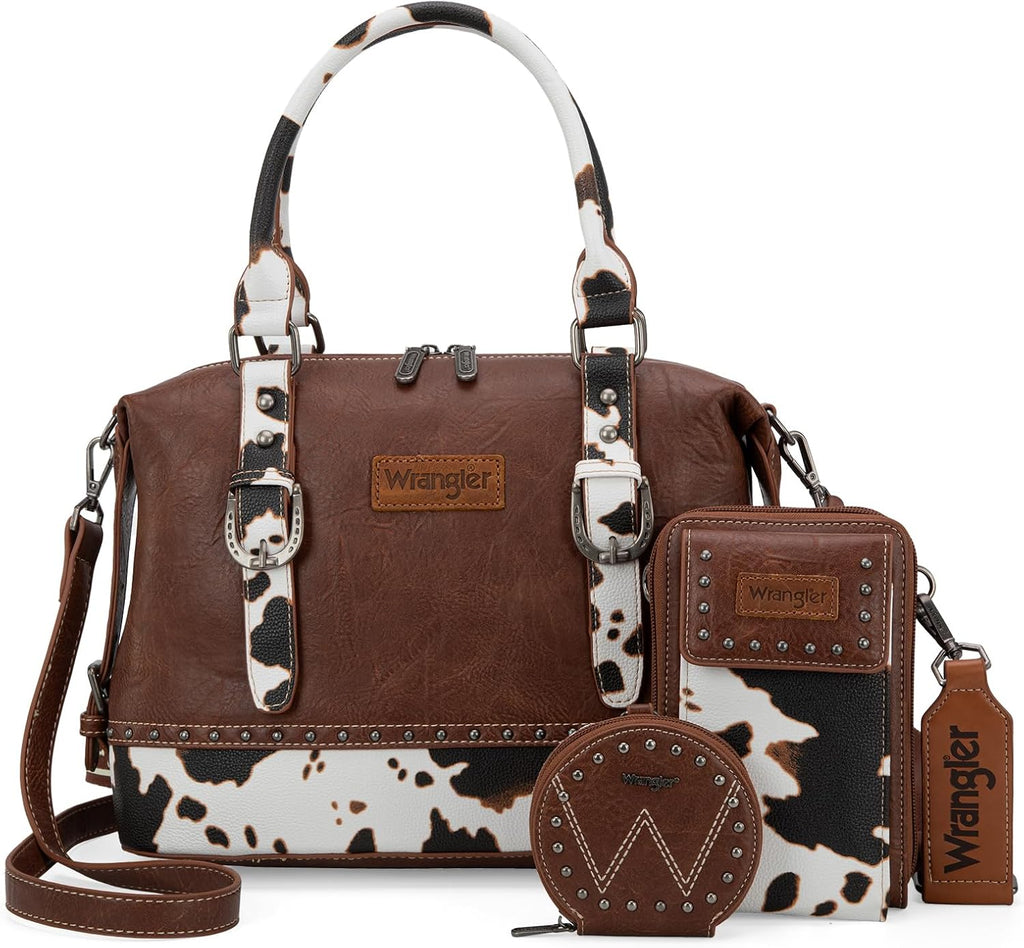 Wrangler 3Pcs Doctor Bag Sets for Women Top-handle Satchel Bag with Cell Phone Handbag and Coin Purse