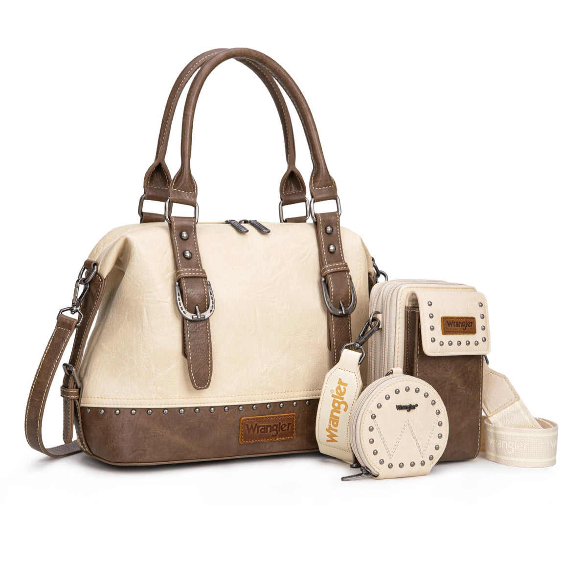 Wrangler 3Pcs Doctor Bag Sets for Women Top-handle Satchel Bag with Cell Phone Handbag and Coin Purse