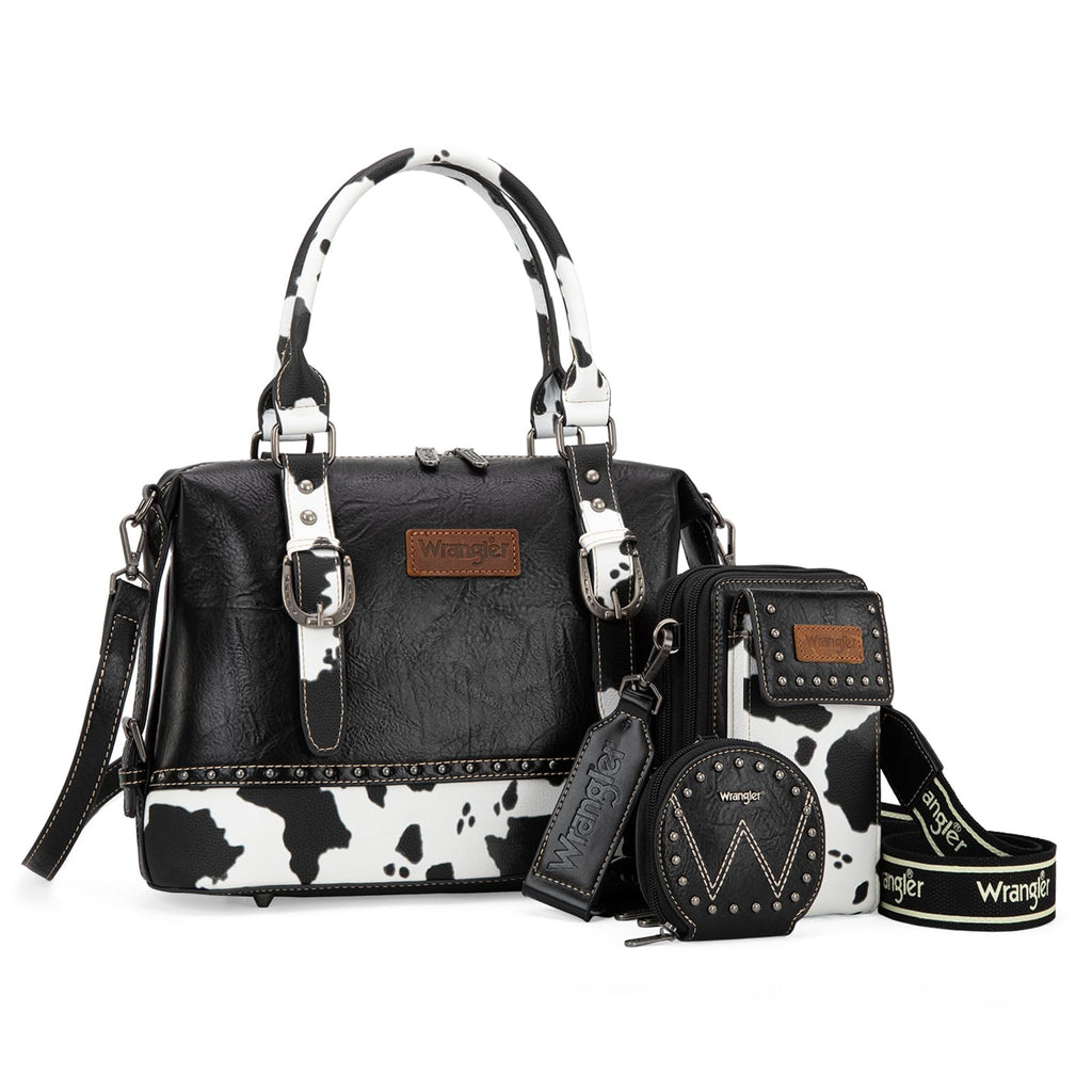 Wrangler 3Pcs Doctor Bag Sets for Women Top-handle Satchel Bag with Cell Phone Handbag and Coin Purse