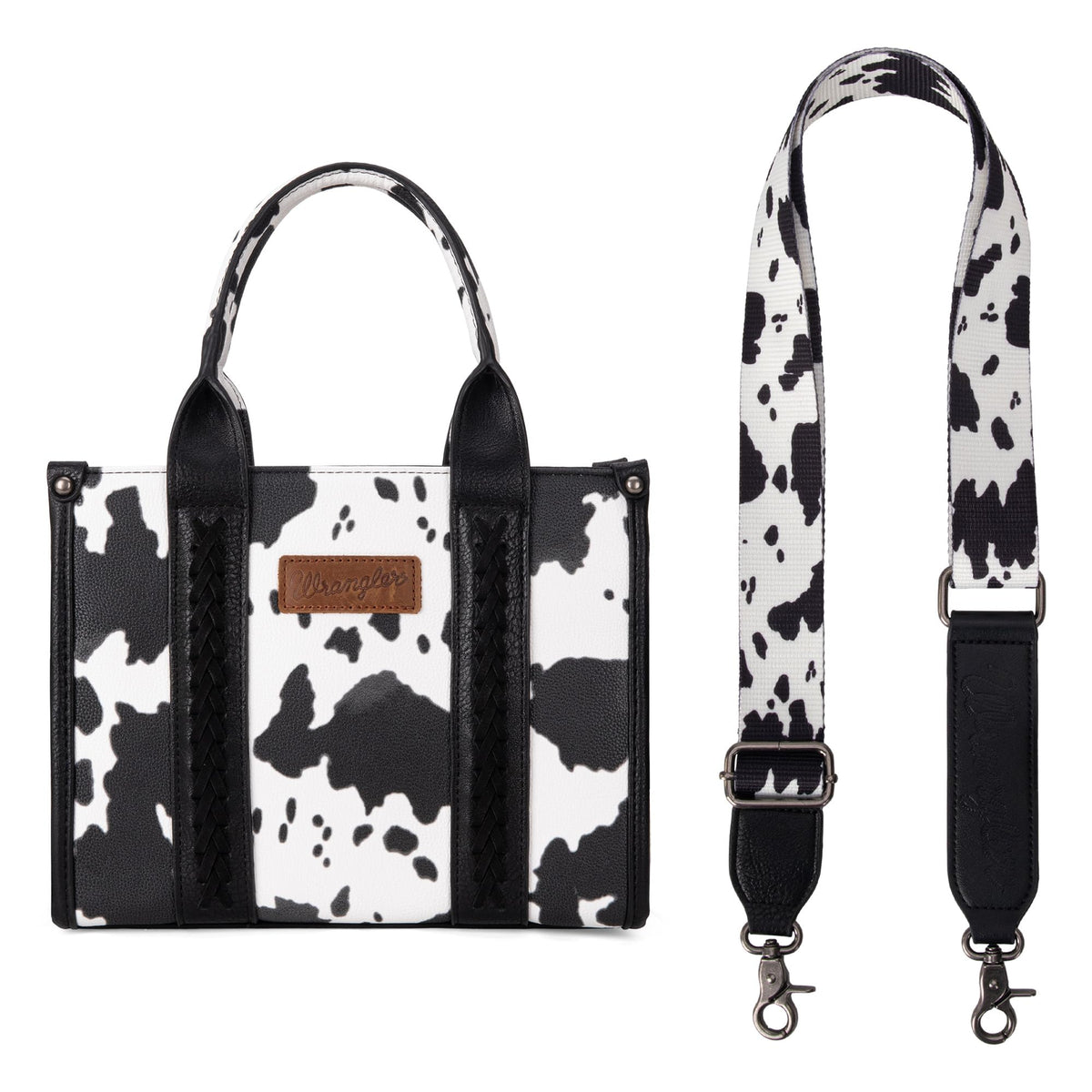 Wrangler Cow Print Tote Bag for Women Western Purse Boho Top Handle Satchel Handbag with Signature Strap