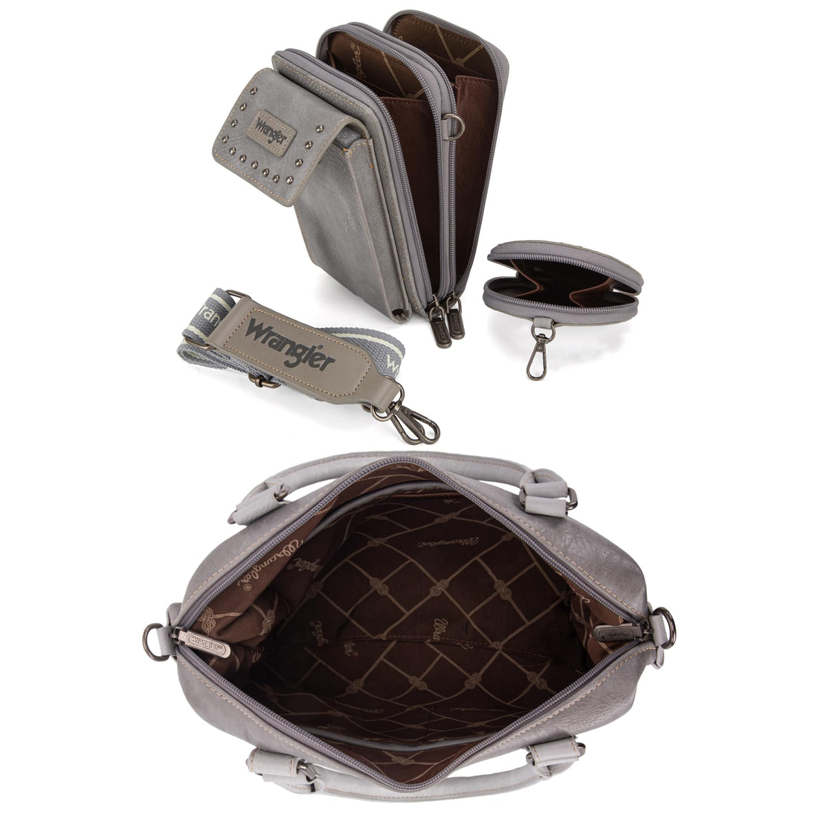 Wrangler 3Pcs Doctor Bag Sets for Women Top-handle Satchel Bag with Cell Phone Handbag and Coin Purse
