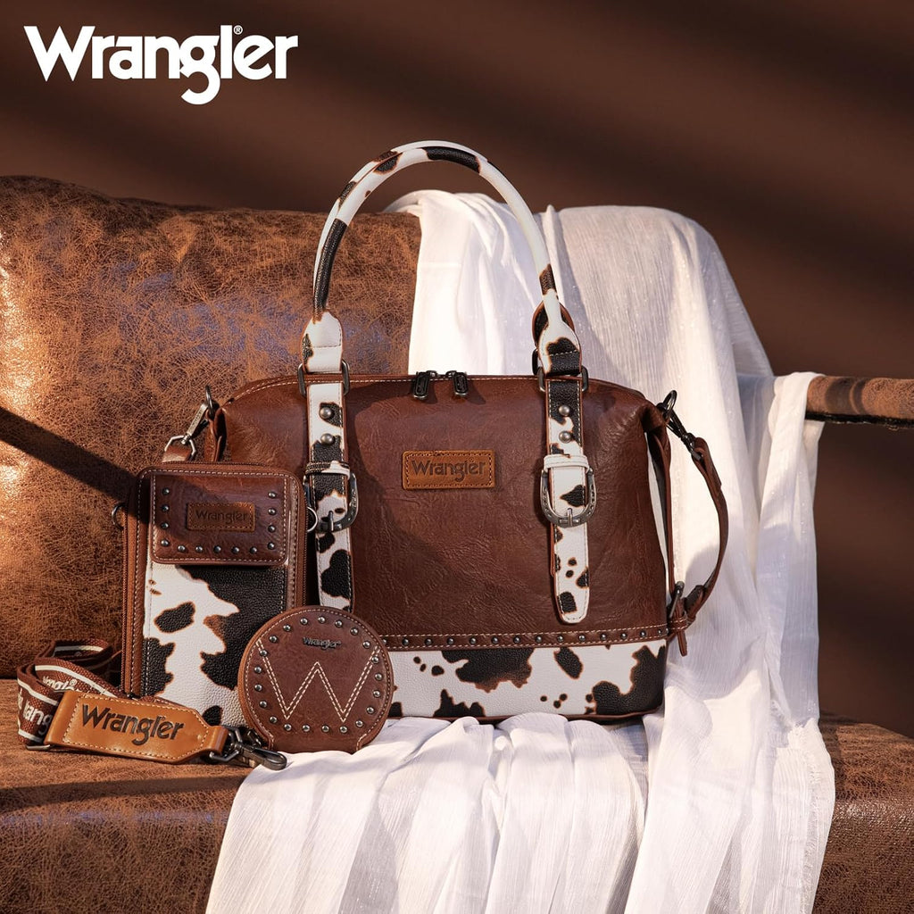 Wrangler 3Pcs Doctor Bag Sets for Women Top-handle Satchel Bag with Cell Phone Handbag and Coin Purse