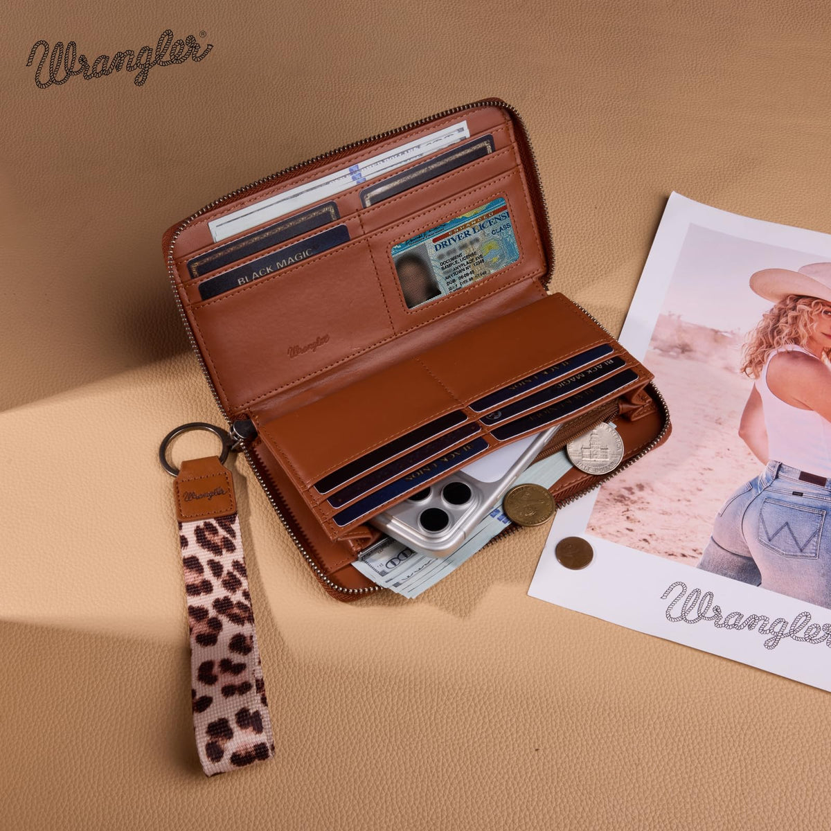 Wrangler Wristlet Western Wallet Women Cow Wallets for Cards Coins Cash