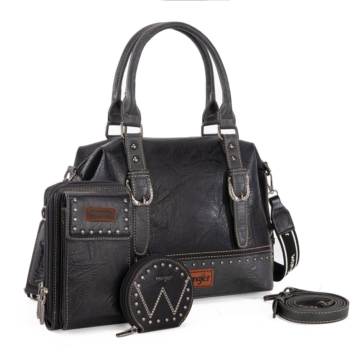 Wrangler 3Pcs Doctor Bag Sets for Women Top-handle Satchel Bag with Cell Phone Handbag and Coin Purse