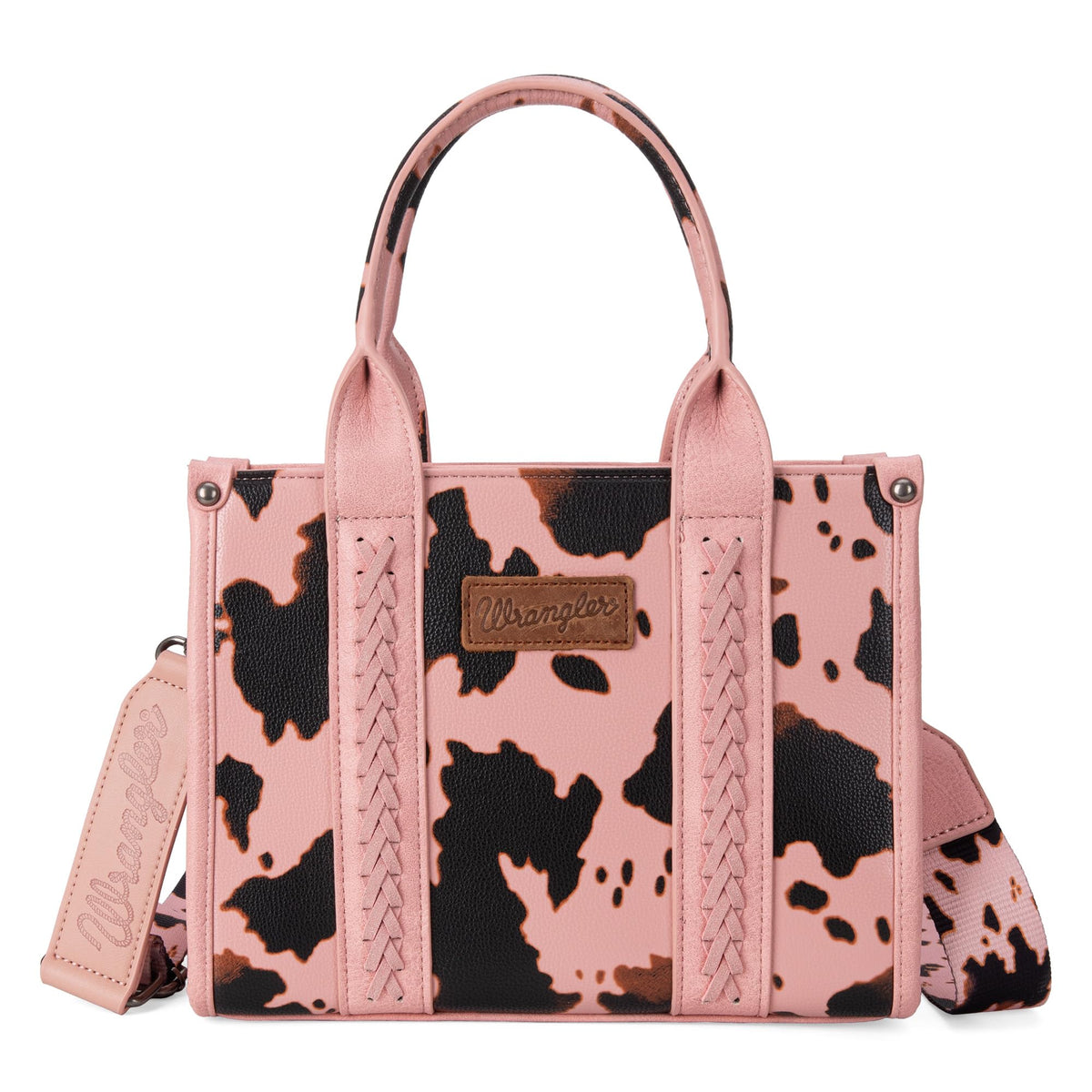Wrangler Cow Print Tote Bag for Women Western Purse Boho Top Handle Satchel Handbag with Signature Strap