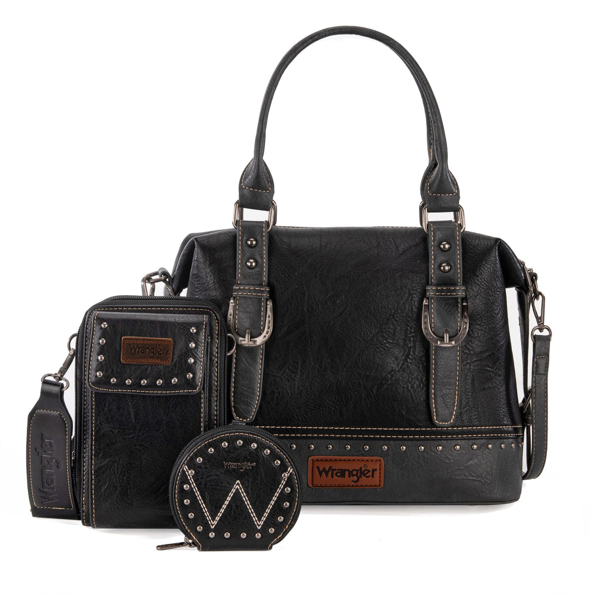 Wrangler 3Pcs Doctor Bag Sets for Women Top-handle Satchel Bag with Cell Phone Handbag and Coin Purse