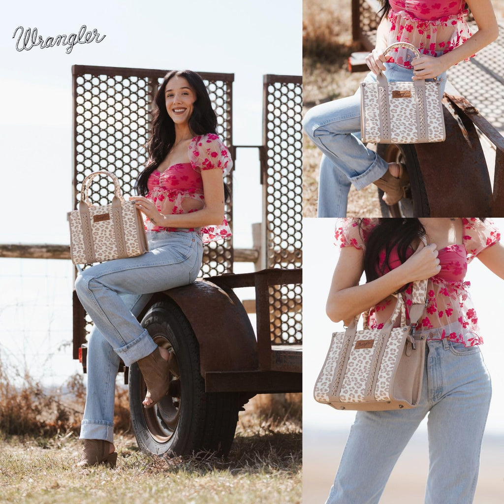 Wrangler Cow Print Tote Bag for Women Western Purse Boho Top Handle Satchel Handbag with Signature Strap