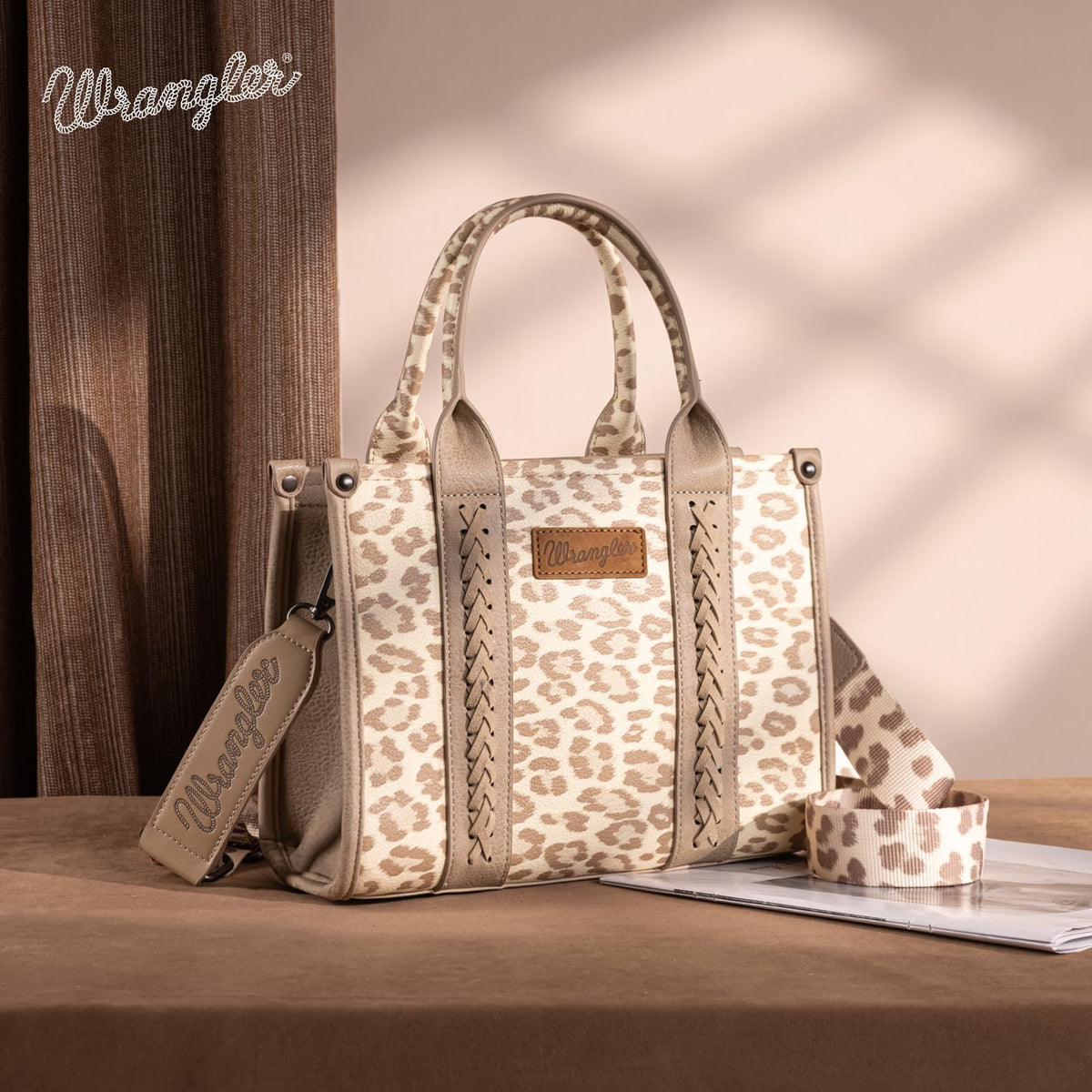 Wrangler Cow Print Tote Bag for Women Western Purse Boho Top Handle Satchel Handbag with Signature Strap