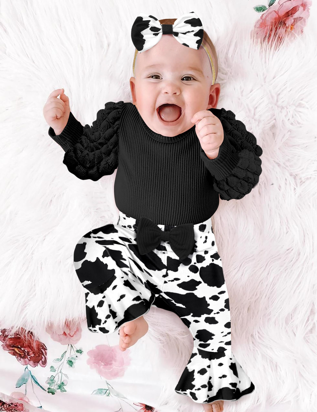 • NAPU Cozy Fall/Winter 3-Piece Outfit for Baby Girls