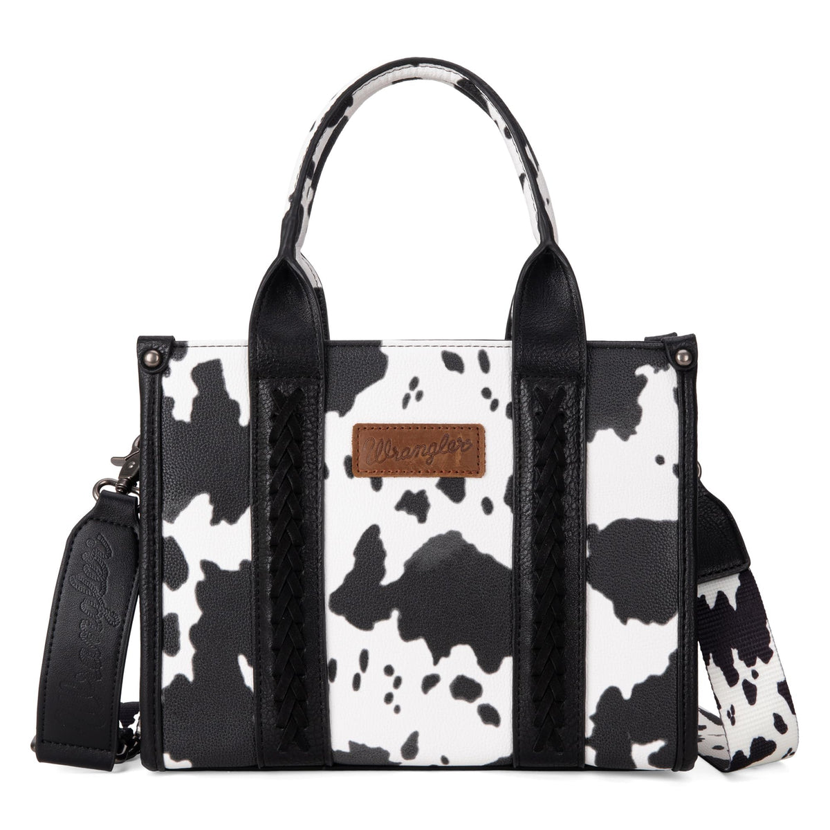 Wrangler Cow Print Tote Bag for Women Western Purse Boho Top Handle Satchel Handbag with Signature Strap