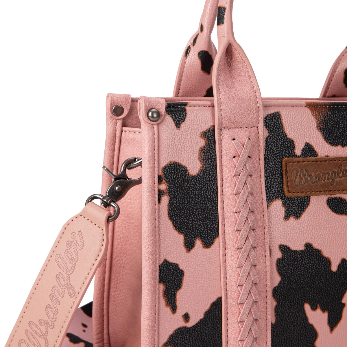 Wrangler Cow Print Tote Bag for Women Western Purse Boho Top Handle Satchel Handbag with Signature Strap