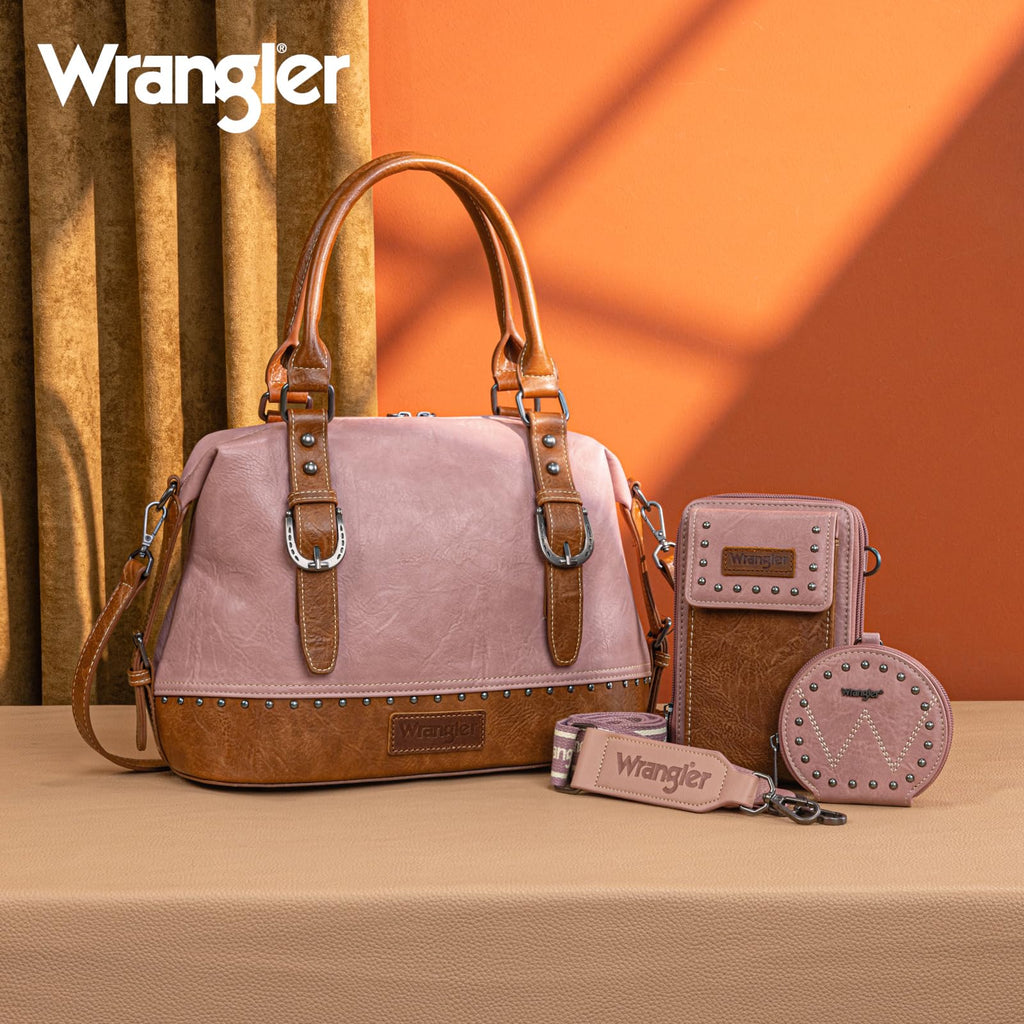 Wrangler 3Pcs Doctor Bag Sets for Women Top-handle Satchel Bag with Cell Phone Handbag and Coin Purse