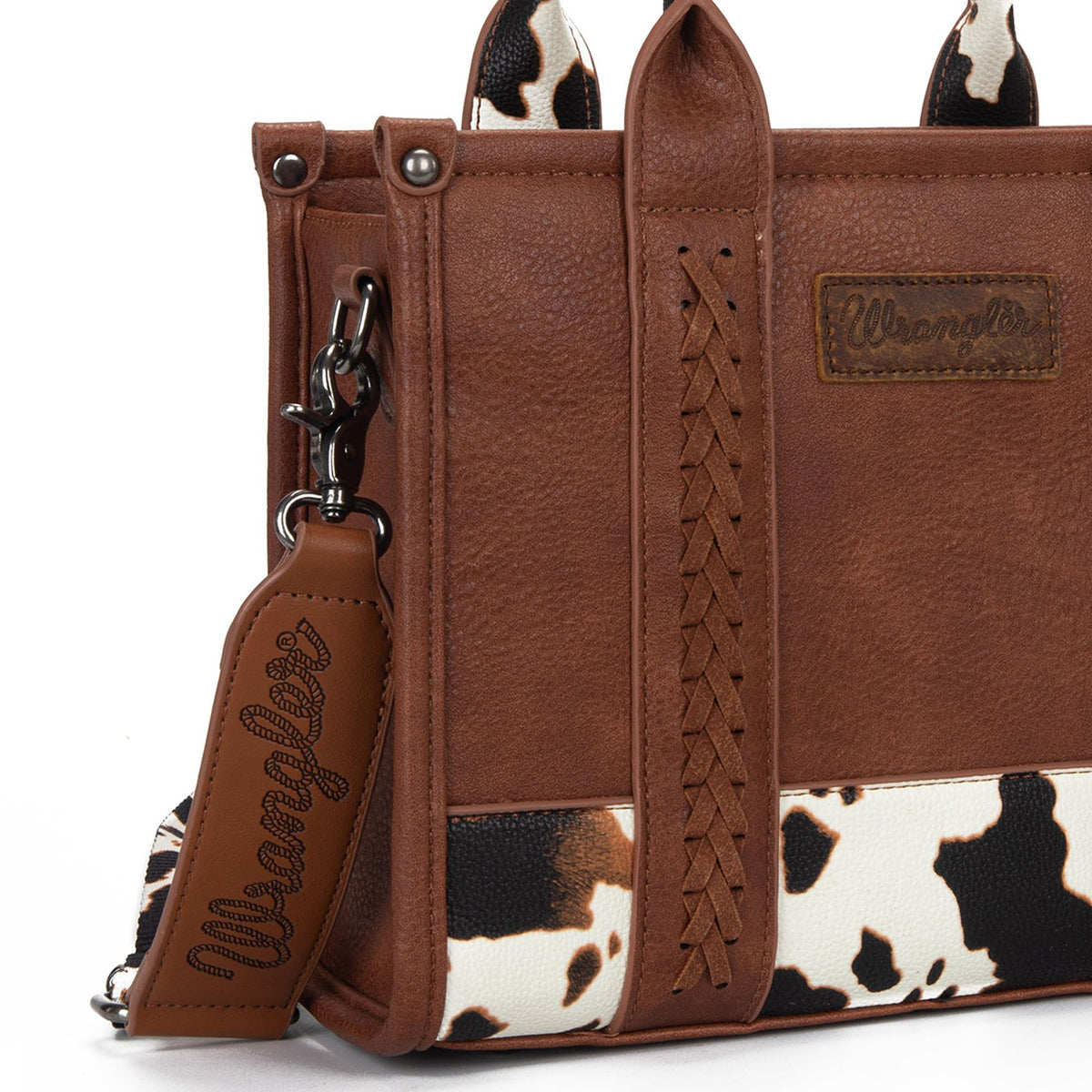 Wrangler Cow Print Tote Bag for Women Western Purse Boho Top Handle Satchel Handbag with Signature Strap